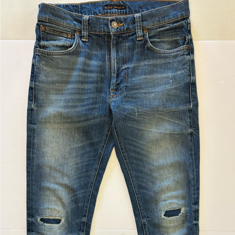 Nudie Jeans Blue Skinny Vintage Distressed